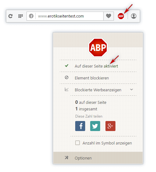 Adblock plus im Opera Browser deaktivieren